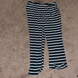 Green and white striped pants